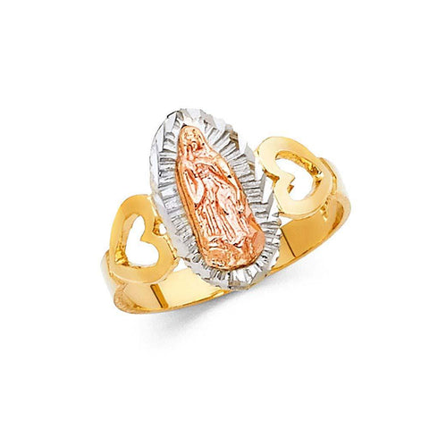 14K Tri Color 15mm Our Lady of Guadalupe Ring
