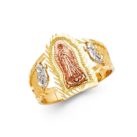 14K Tri Color 15mm Our Lady of Guadalupe Ring