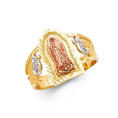 14K Tri Color 15mm Our Lady of Guadalupe Ring