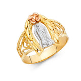14K Tri Color 15mm Our Lady of Guadalupe Ring