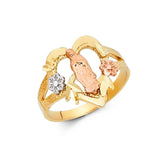 14K Tri Color 15mm Our Lady of Guadalupe Ring