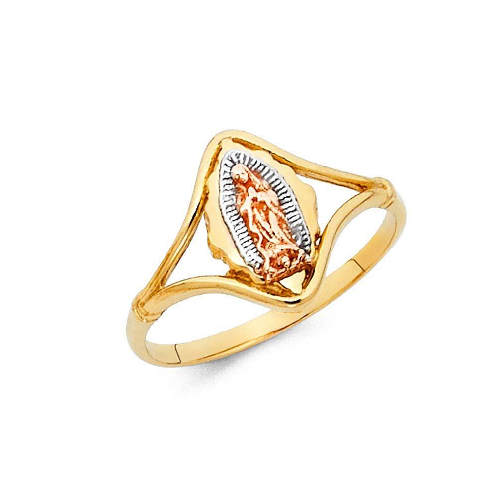 14K Tri Color 13mm Our Lady of Guadalupe Ring - silverdepot