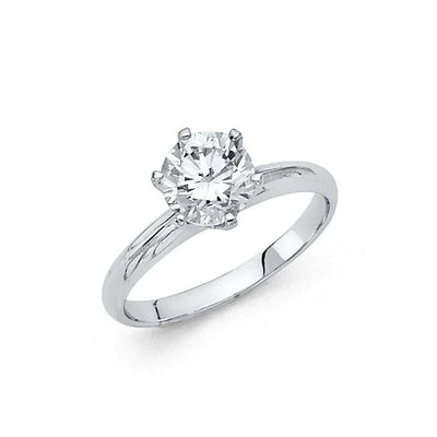 14K White Gold Polished Clear CZ Engagement Ring - silverdepot