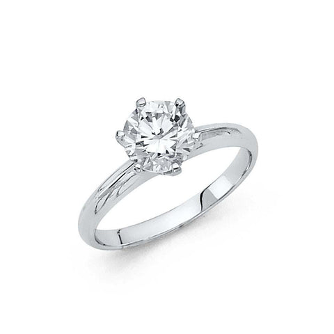 14K White Gold Polished Clear CZ Engagement Ring