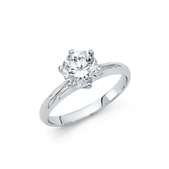 14K White Gold Polished Clear CZ Engagement Ring
