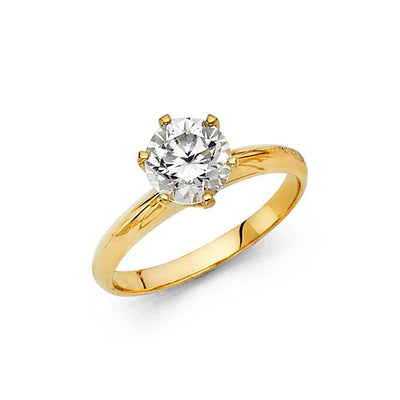 14K Yellow Gold Polished Clear CZ Engagement Ring - silverdepot