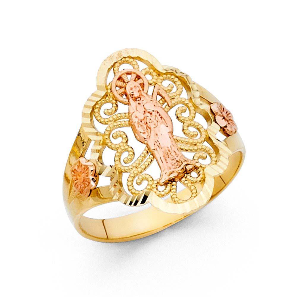 14K Two Tone 20mm Assorted Fancy Ring