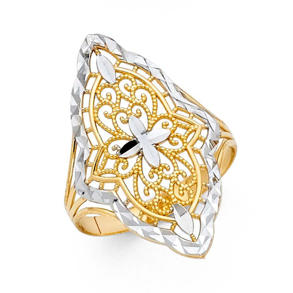 14K Two Tone 27mm Assorted Fancy Ring - silverdepot