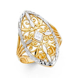 14K Two Tone 25mm Assorted Fancy Ring