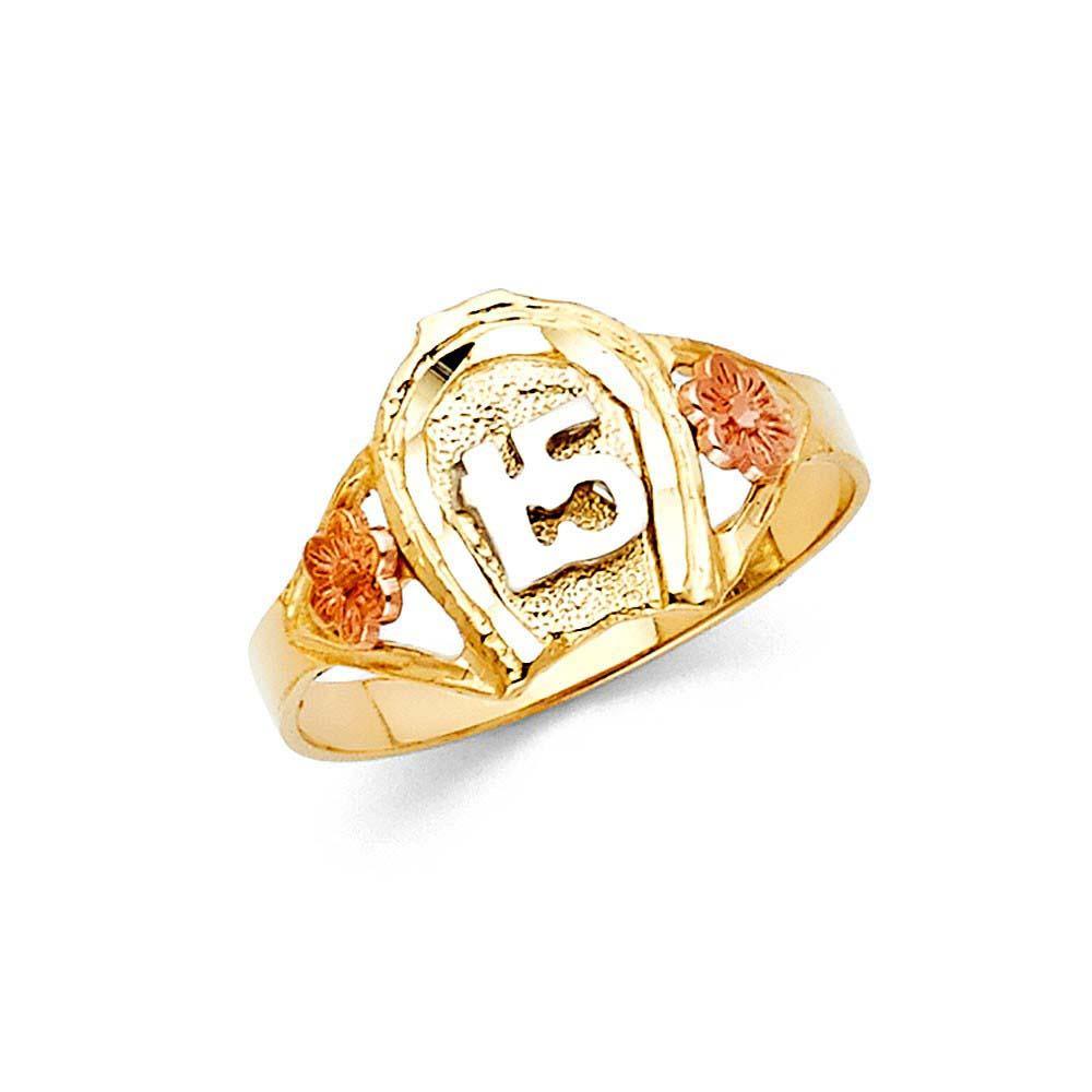 14K Tri Color 11mm 15 Years Ring