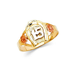 14K Tri Color 11mm 15 Years Ring