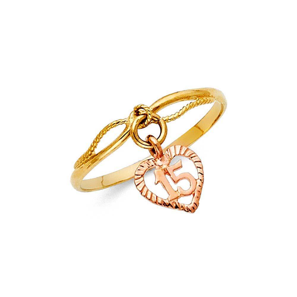14K Two Tone 13mm 15 Years Ring