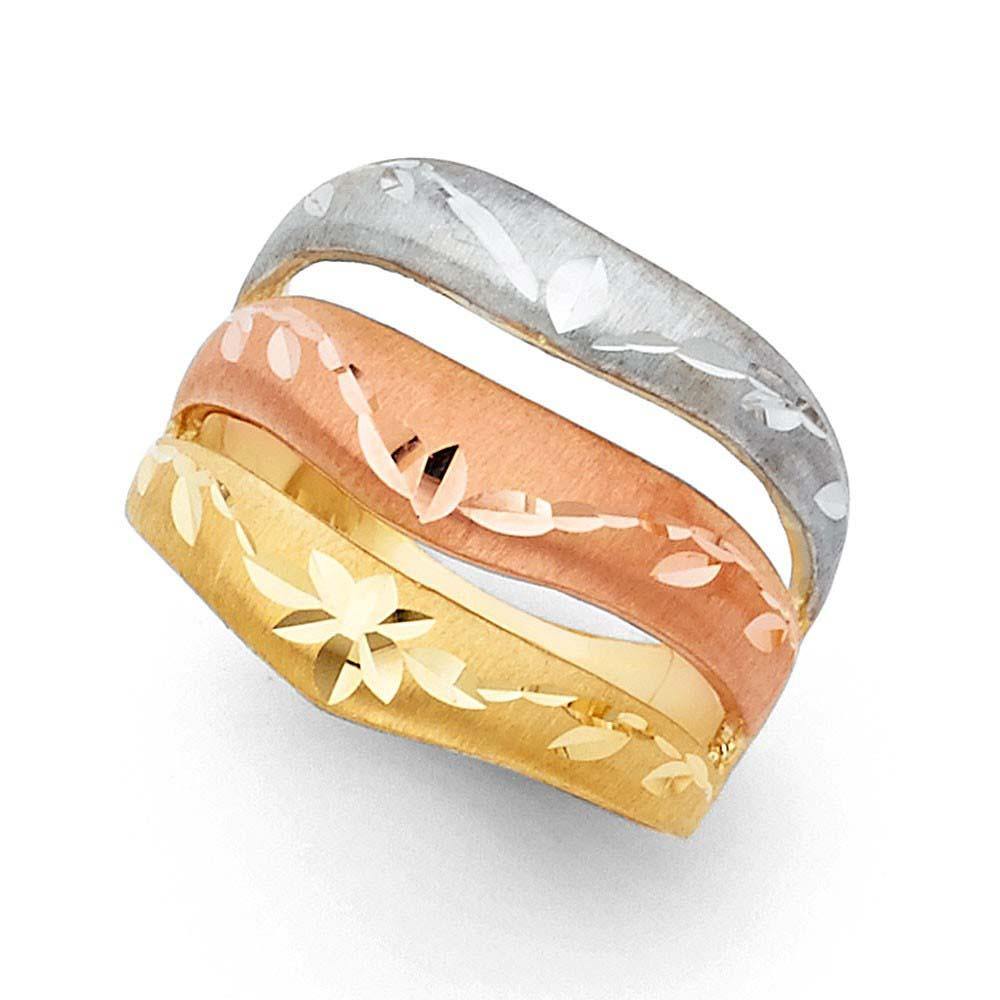 14K Tri Color 18mm Semanario Ring