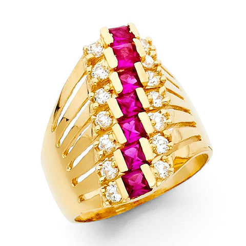 14K Yellow Gold CZ Rings and Mother Semanario Ring