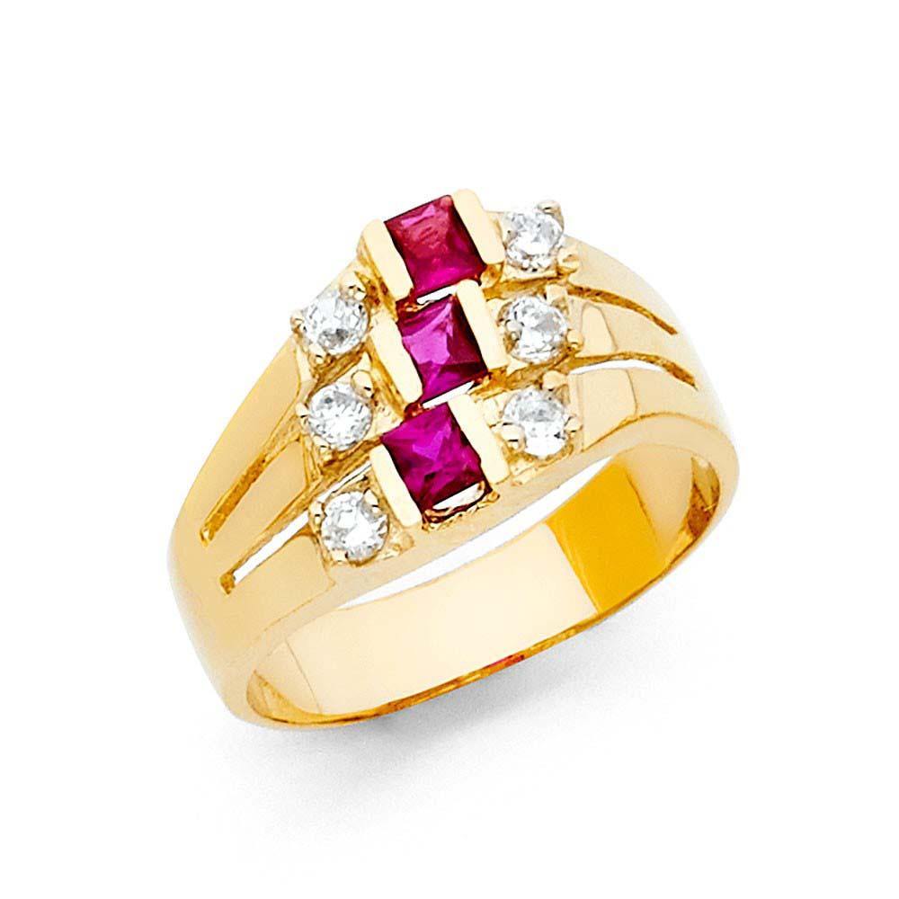 14K Yellow Gold CZ Rings and Mother Semanario Ring