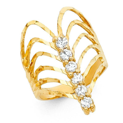 14K Yellow Gold CZ Rings and Mother Semanario Ring - silverdepot