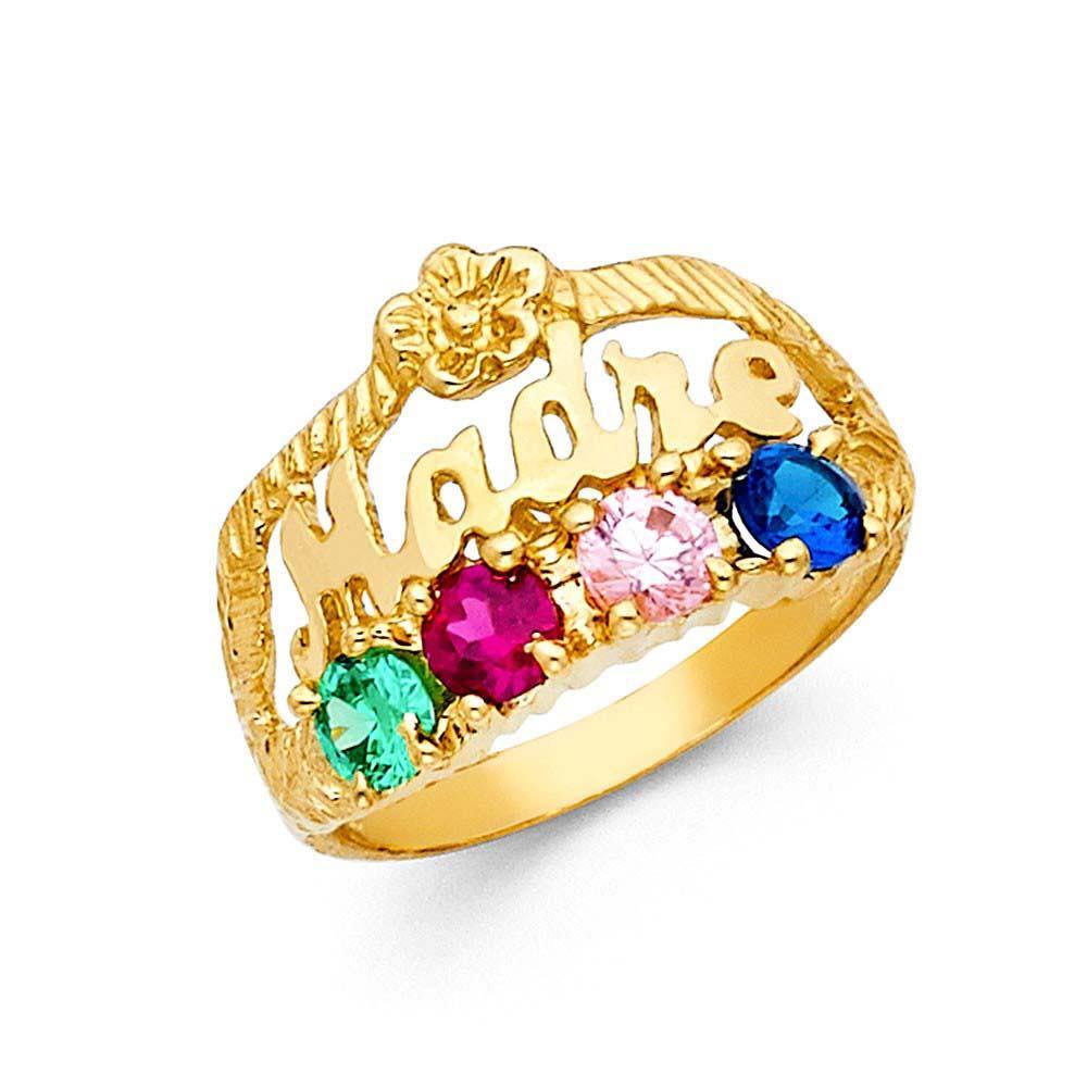 14K Yellow Gold CZ Rings and Mother Semanario Ring - silverdepot