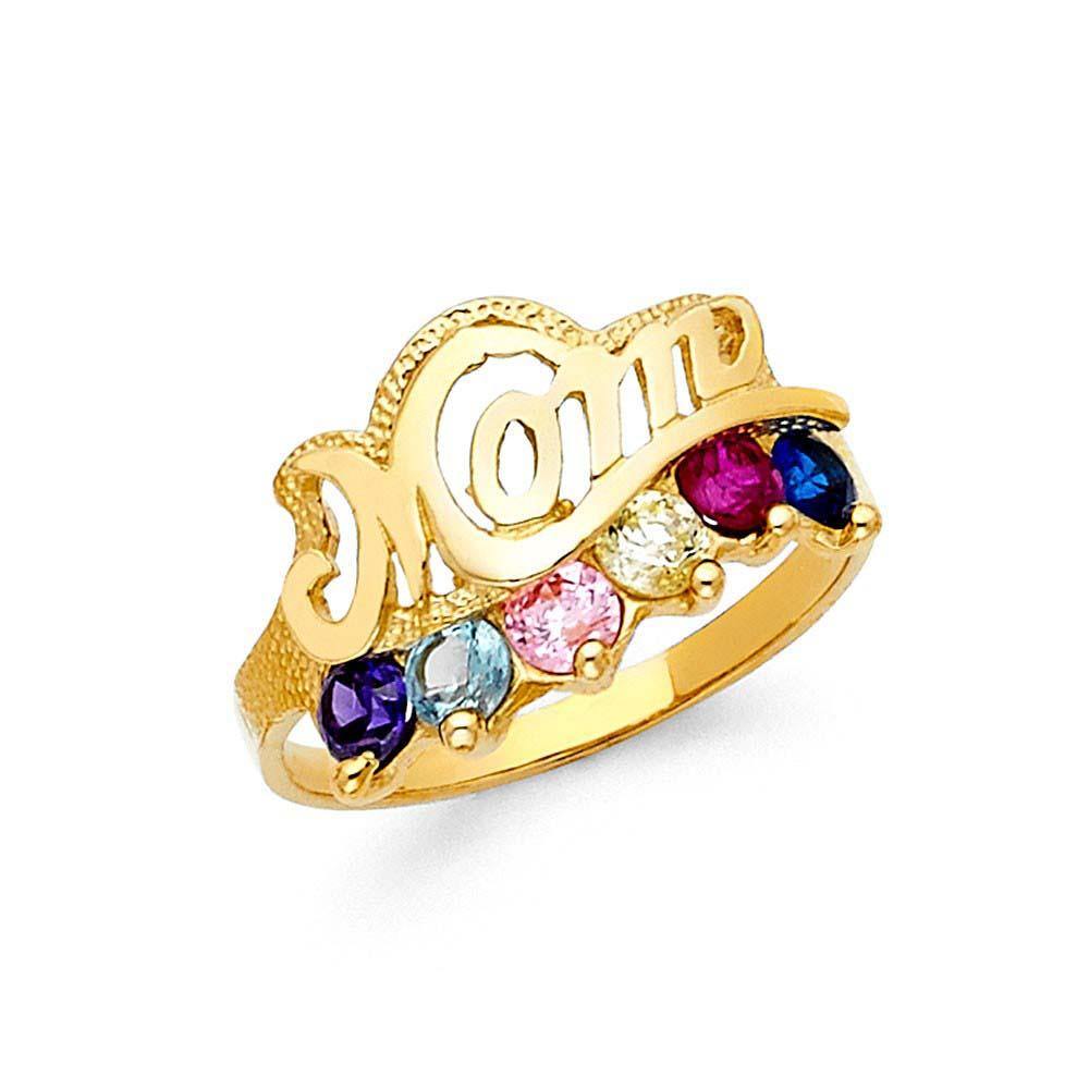 14K Yellow Gold CZ Rings and Mother Semanario Ring - silverdepot