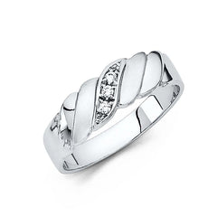 14K White Gold 6mm CZ Wedding Trio Mens Band Sets