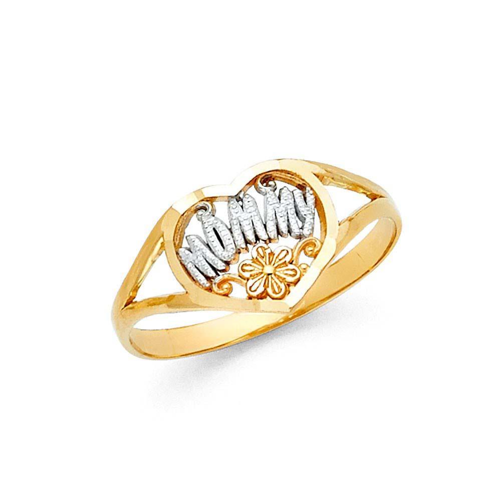 14K Two Tone CZ Rings and Mother Semanario Ring - silverdepot