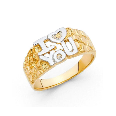 14K Two Tone 8mm Assorted I Love You Ring - silverdepot