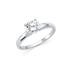 14K White CZ Engagement Ring