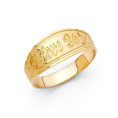 14K Yellow Gold 8mm Assorted I Love You Ring - silverdepot