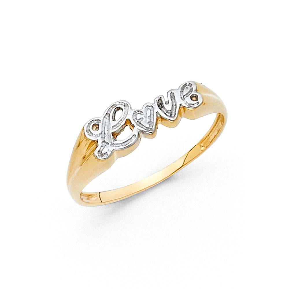 14K Two Tone 5mm Assorted I Love You Ring - silverdepot