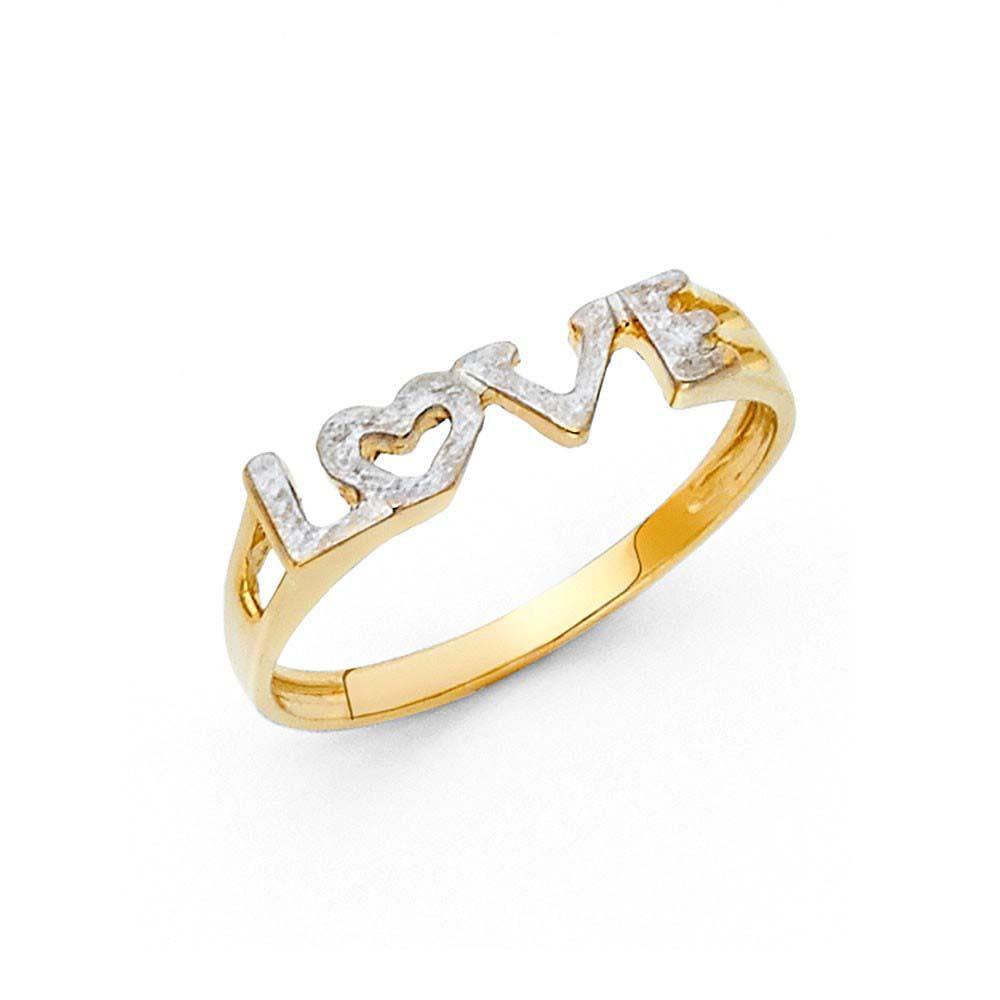 14K Two Tone 4mm Assorted I Love You Ring - silverdepot