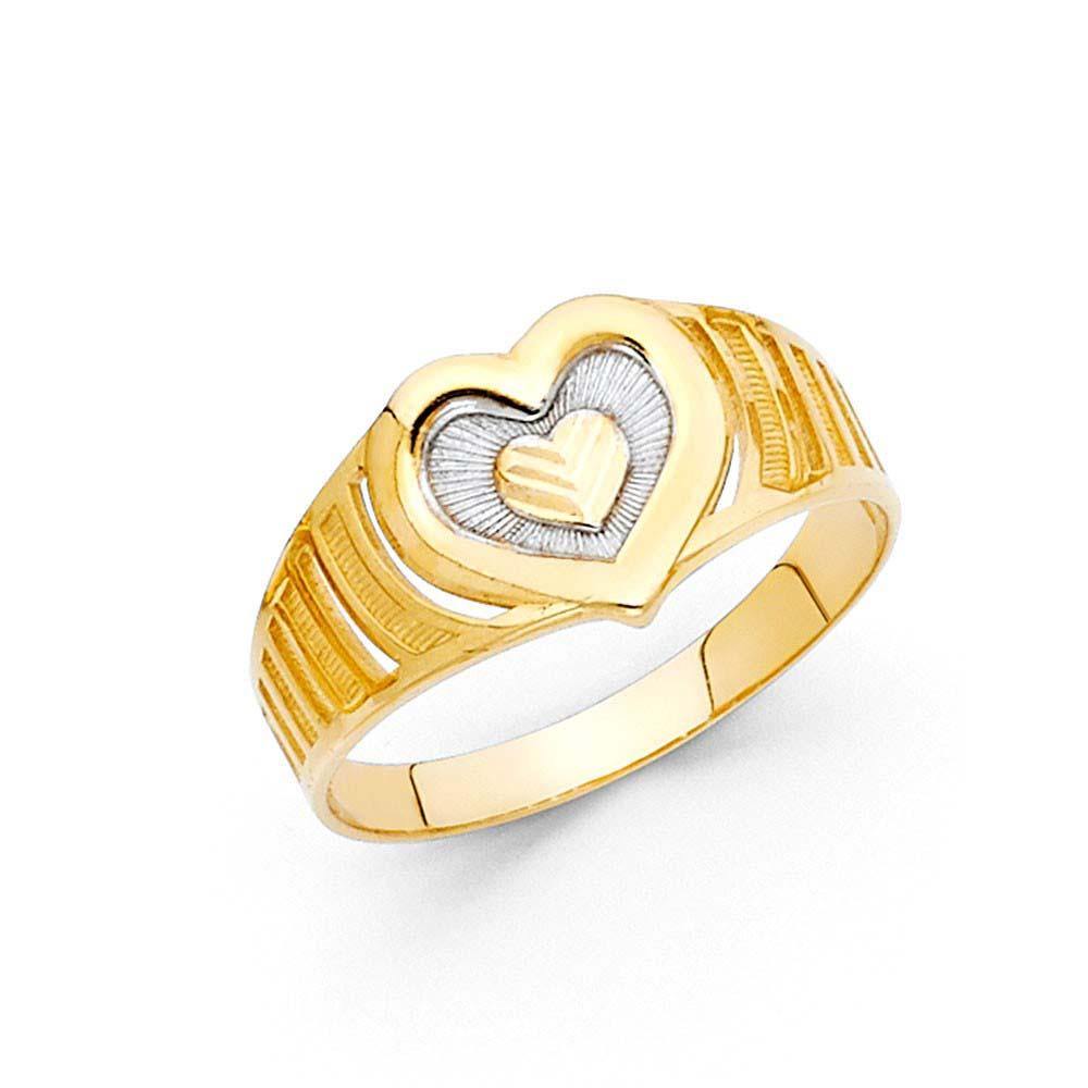 14K Two Tone 9mm Assorted Fancy Heart Ring - silverdepot