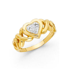 14K Two Tone 10mm Assorted Fancy Heart Ring