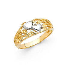 Load image into Gallery viewer, 14K Two Tone 8mm Assorted Fancy Heart Ring - silverdepot