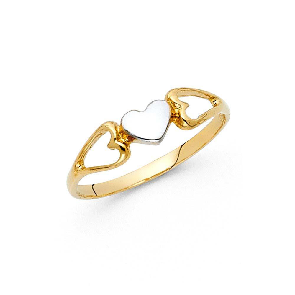 14K Two Tone 5mm Assorted Fancy Heart Ring