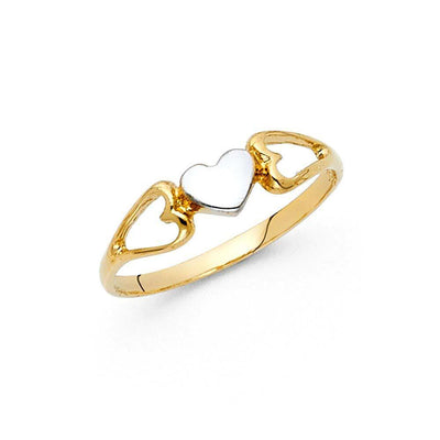 14K Two Tone 5mm Assorted Fancy Heart Ring - silverdepot