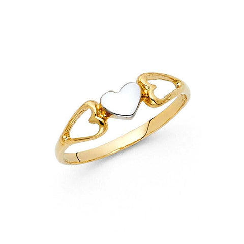 14K Two Tone 5mm Assorted Fancy Heart Ring