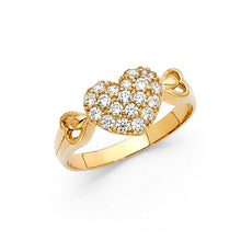 Load image into Gallery viewer, 14K Yellow Gold 9mm Clear CZ Fancy Heart Ring - silverdepot