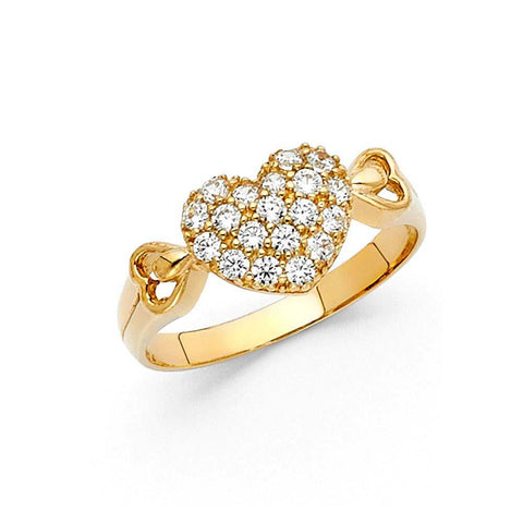 14K Yellow Gold 9mm Clear CZ Fancy Heart Ring