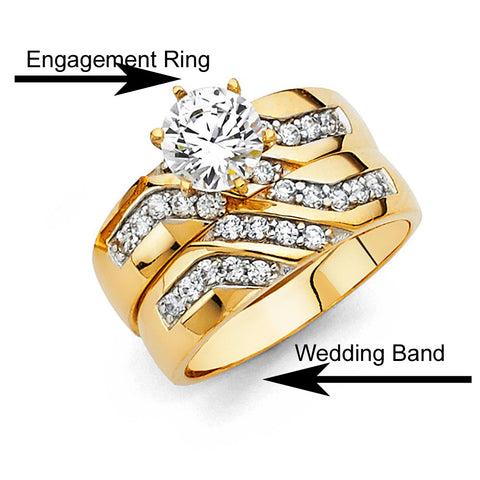14K Yellow Gold Round 5mm CZ Ladies Wedding Band