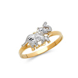 14K Two Tone 9mm Lucky Ring