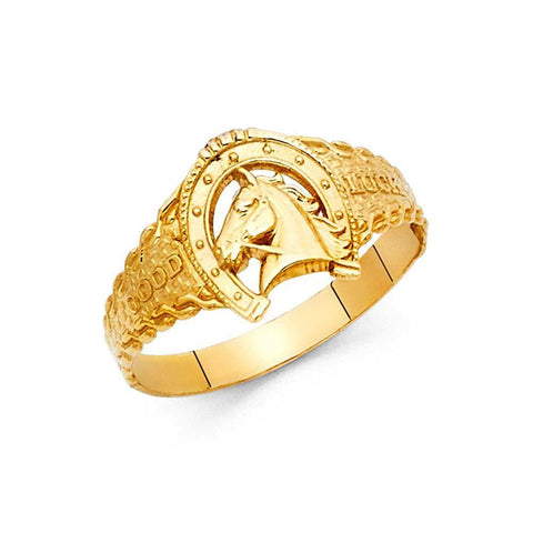 14K Yellow Gold 11mm Lucky Horseshoe Ring