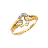 14K Two Tone 10mm Lucky Horseshoe Ring