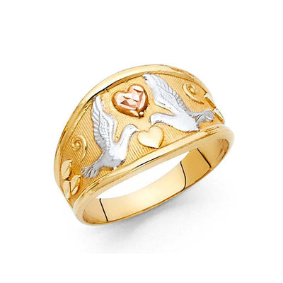 14K Tri Color 11mm Fancy Ring - silverdepot