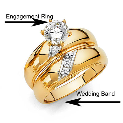 14K Yellow Gold Round 5mm CZ Ladies Wedding Band
