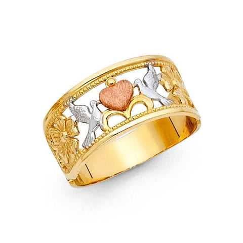 14K Tri Color 9mm Fancy Ring