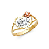 14K Tri Color 12mm Love Ring