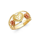 14K Two Tone 10mm Fancy Heart Ring