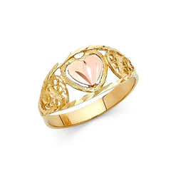14K Two Tone 10mm Fancy Heart Ring