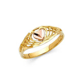 14K Two Tone 7mm Fancy Heart Ring