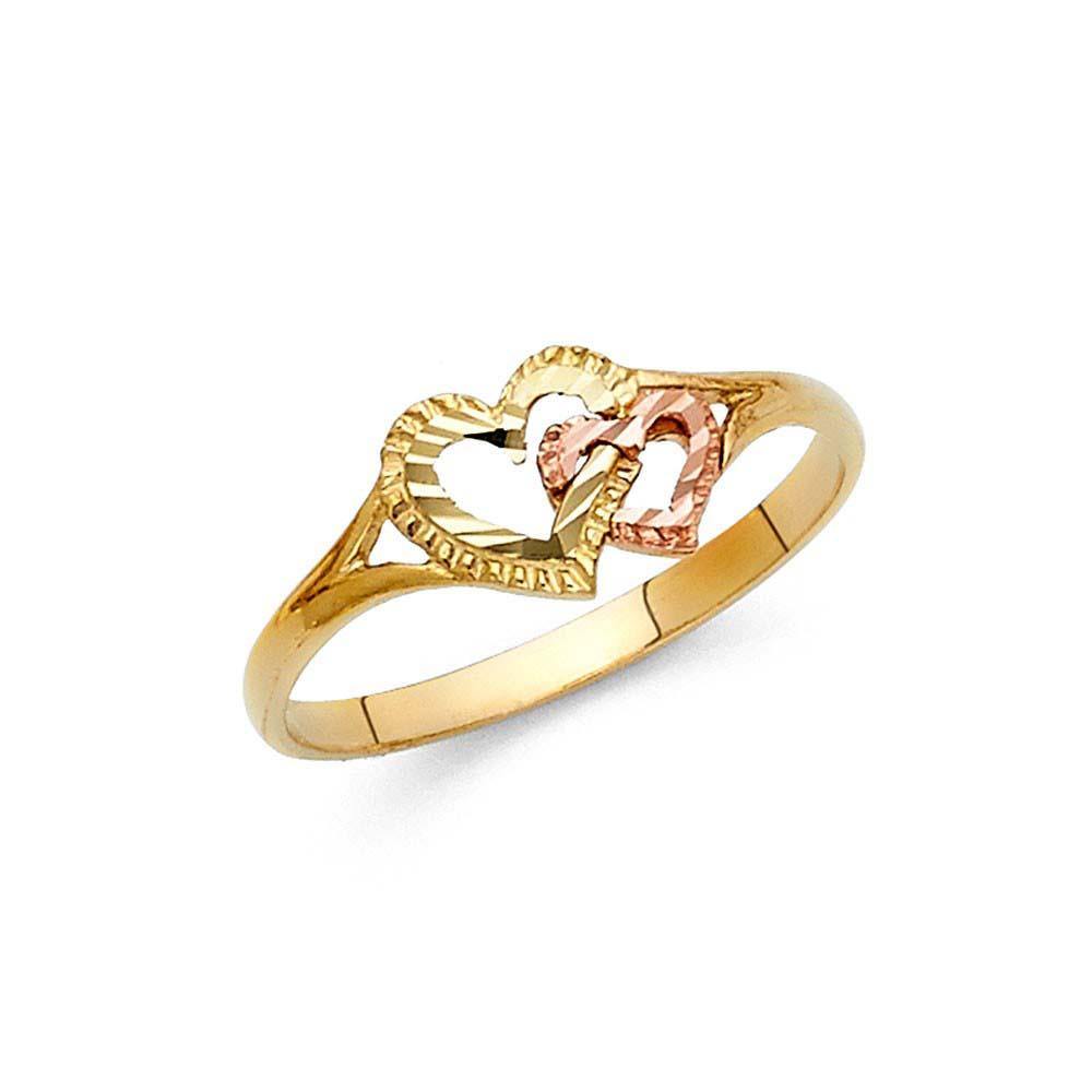 14K Two Tone 7mm Fancy Heart Ring - silverdepot