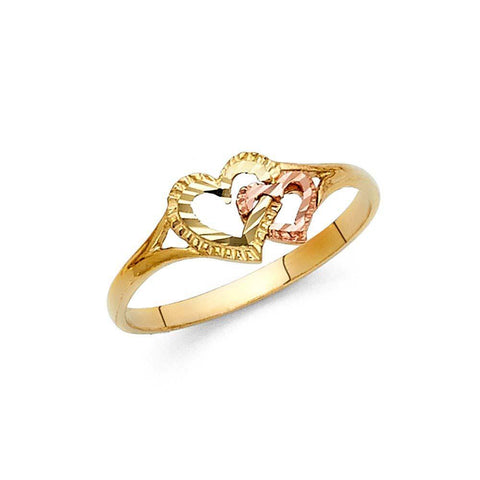 14K Two Tone 7mm Fancy Heart Ring